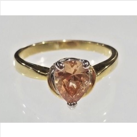 Gold Pink Birthstone Ring Sizes 4 5 8 November cocktail ring Amber imitation - Picture 3 of 10